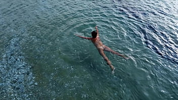 Drone exibitionism on Nudist beach