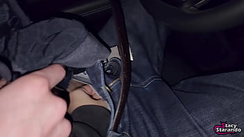 My stepsister couldn&#039_t wait to get home and sucked my dick in car! - POV OUTDOOR HOMEMADE