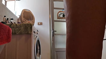 Italian stepmom wets her pantyhose in the shower to turn you on