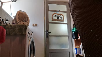 Italian stepmom wets her pantyhose in the shower to turn you on