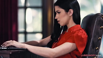 Online meeting interrupted by saggy titted lesbian girlfriend