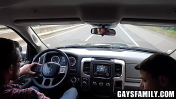 Stepdad Slides His Cock Into His Boy&#039_s Mouth on A Road Trip - Gaysfamily