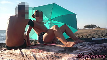 Pussy flashing in Public beach Squirting and Intense Orgasm in Front of Everyone - MissCreamy