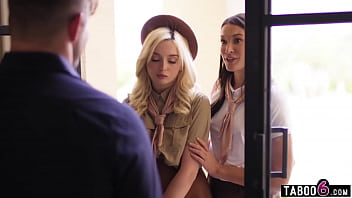 Girl scout teen Lexi Lore and scout leader MILF Katrina Colt anal threesome