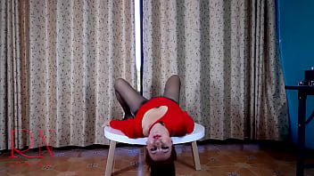 Nice lady in pantyhose and heels. Striptease at the round table 12