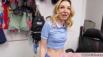 Pretty freckles on this shoplifter blonde Shes got her pussy destroyed by the angry mall cop