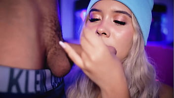 Blonde with an angelic face behaves like a little whore online