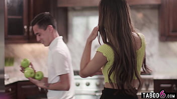 Asian teen neighbor did not wear panties and it became quite obvious