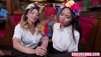 3some fucking step sis and her asian BFF