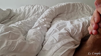 Husband woke up horny in the morning and started to touch his wife, which continued with fucking and ended with huge cumshot