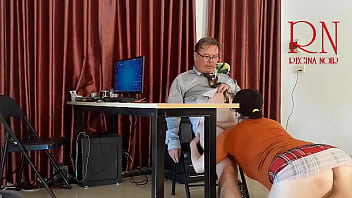 Monday in the office. Employee without panties. Tease, lick pussy, suck dick in the office. Naughty office. c23