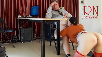 Monday in the office. Employee without panties. Tease, lick pussy, suck dick in the office. Naughty office. c23