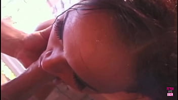 A delicious brunette hottie in red lingerie plays with a butt plug and gets creampied