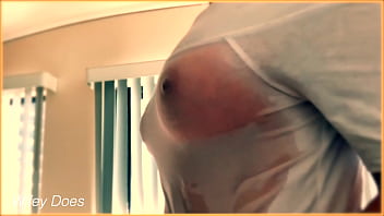COMPILATION - Wife 5 different wet shirts big tits braless