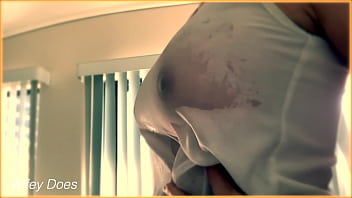 COMPILATION - Wife 5 different wet shirts big tits braless