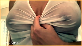 COMPILATION - Wife 5 different wet shirts big tits braless