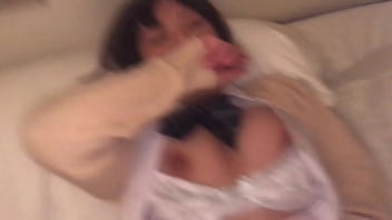 Japanese teen girl with big tits gets creampied