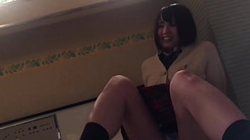 Japanese teen girl with big tits gives blowjob