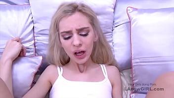 Super Hot Skinny Blonde Teen swallows cum at casting couch