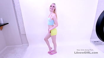 Beautiful Blonde fucked at photoshoot, Swallows cum, porno casting
