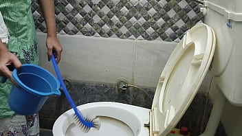 Indian beautiful Fucked step mother naughty stepson alone at home fuck cum in mouth in washroom real orgasam hindi audio