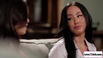 I got my busty stepmom to lick my pussy and strapon fuck me