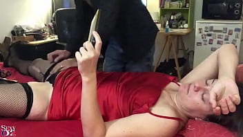 2090ip - Fucking White Amateur MILF, Red Satin Dress, Black Satin Panties, White Satin Thong, Heels, Doggy style, POV, Ass Licking, Blowjob, Spanking