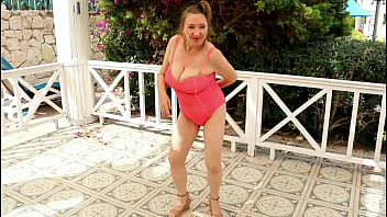 The Pink Pantheress: Granny Maria&rsquo_s Flirty Fun in the Sun with Young Man and shows him all her private parts
