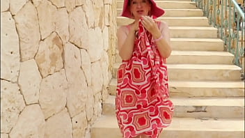 The Pink Pantheress: Granny Maria&rsquo_s Flirty Fun in the Sun with Young Man and shows him all her private parts