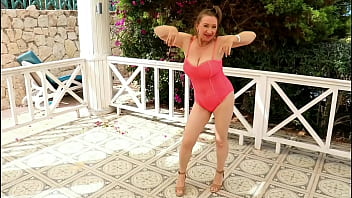 The Pink Pantheress: Granny Maria&rsquo_s Flirty Fun in the Sun with Young Man and shows him all her private parts