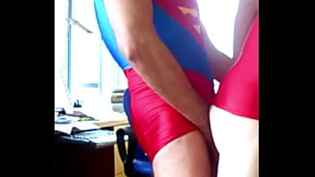 SuperPapi and Wonder Boi Robin have some nice butt Fucking in Lycra