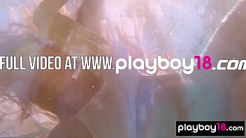 Big boobed naked Russian babe Katya Clover teasing under the water outdoor