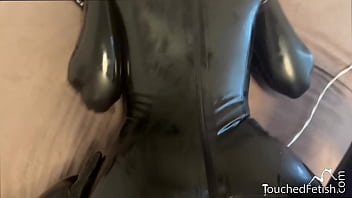 TouchedFetish &ndash_ Amateur Fetish wife tied up in Bondage in shiny latex rubber catsuit and overknee boots | Fucking Fuck my Wife