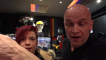 Orgy with trans, slave, redhead chick and 2 big cocks, part 1 of 5