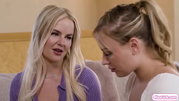 Lesbian milf caressing and pussy licking teen stepdaughter