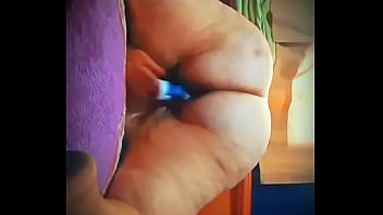 Mature lady masturbating with deodorant on all four