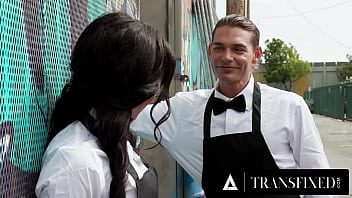 TRANSFIXED - Bored Cater-Waiter Ariel Demure &amp_ Her Coworker Fuck Each Other&#039_s Ass During Short Break