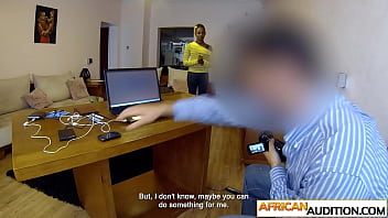 Ethiopian teen amateur blows a big cock during this audition