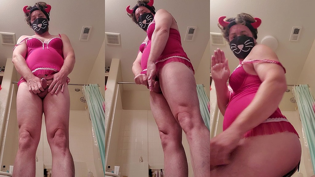 pussless fetlifekitty cumplay in pink babydoll