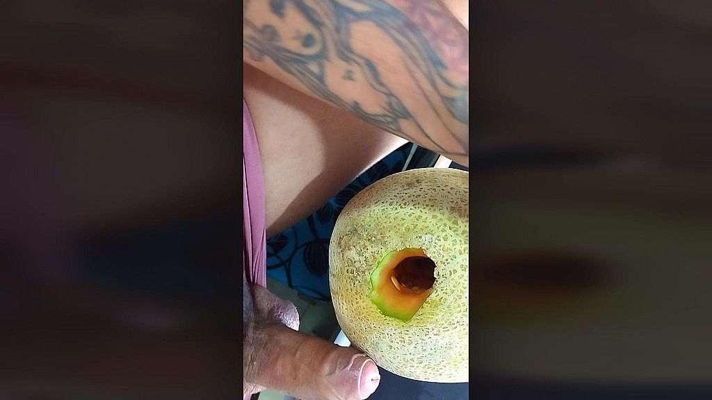 ts angelique monroe - fucking a melon and cum