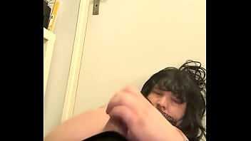 French chubby sissy play in lingerie. Magic wand. Tits play. Masturbate and cum