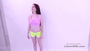 Super Sexy Brunette Teen cums really hard at casting