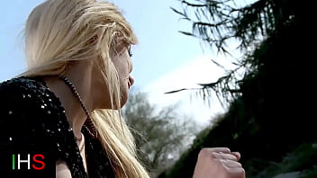 Sexy blonde fucks outdoors with very lustful male