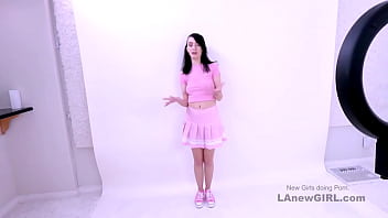 Cute Teen Brunette Nerd tries out Porn