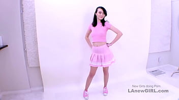 Cute Teen Brunette Nerd tries out Porn