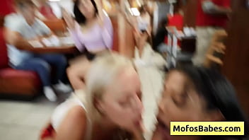 Two slutty servers fuck clint in public diner - Elana Bunnz, Eden West, Derek Savage