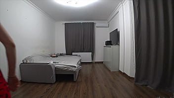 Cuckold is looking at his fucking wife behind the mirror! Real Cheating