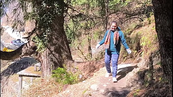 Fuck in the forest at waterfall