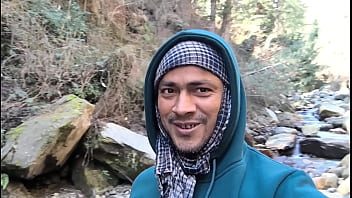 Fuck in the forest at waterfall