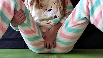 teen with small tits in pajamas masturbate pussy and squirting orgasm